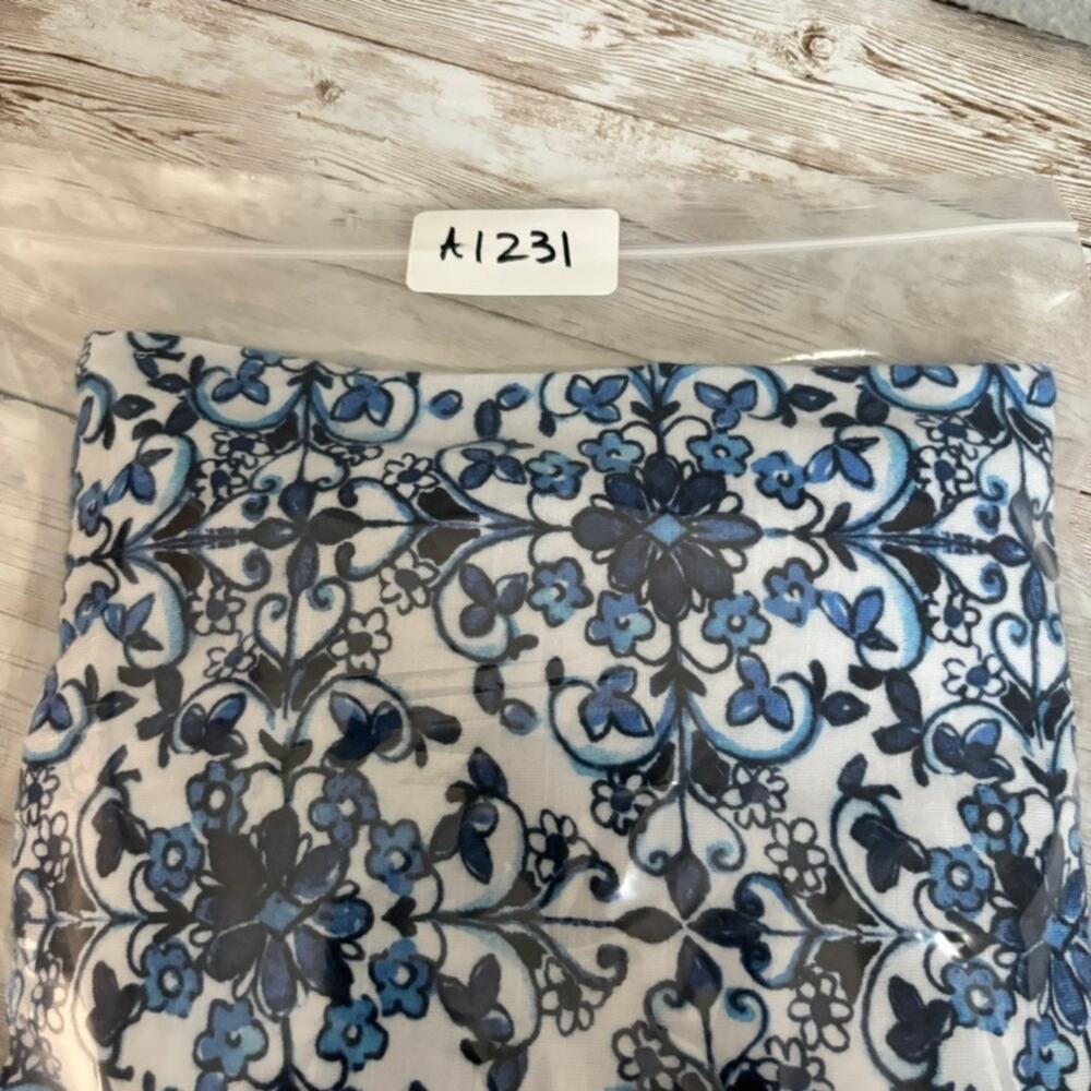 J Jill Dress Medium Beach Coastal Jersey Knit Midi Tile Print Stretch Comfort - Picture 13 of 13